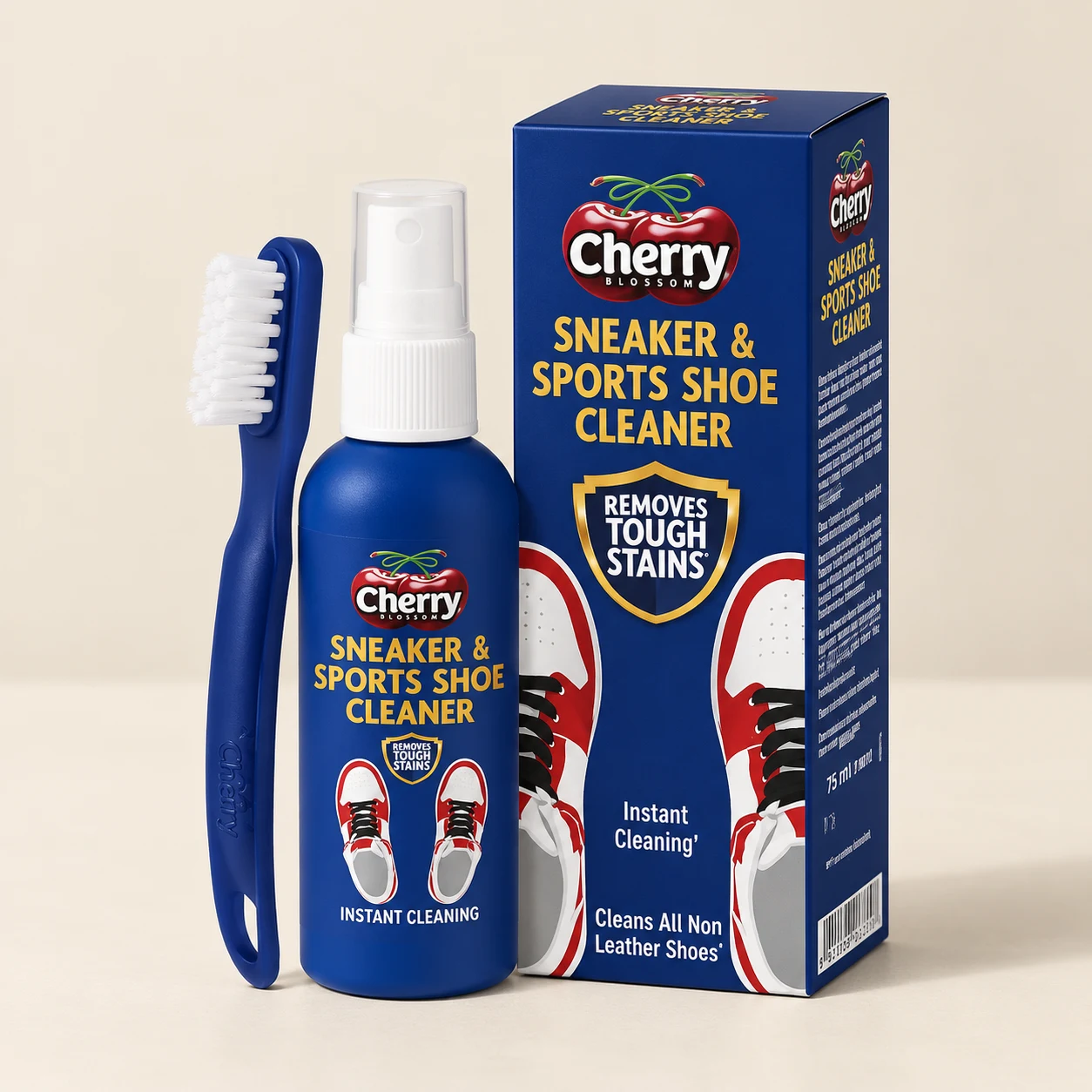 Cherry Blossom Sports Shoe Cleaner 75ml bottle, brush and carton