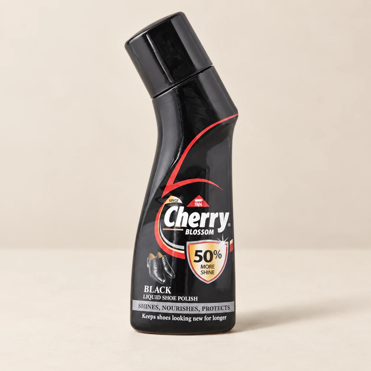 Cherry Blossom Black Liquid Shoe Polish 75ml bottle